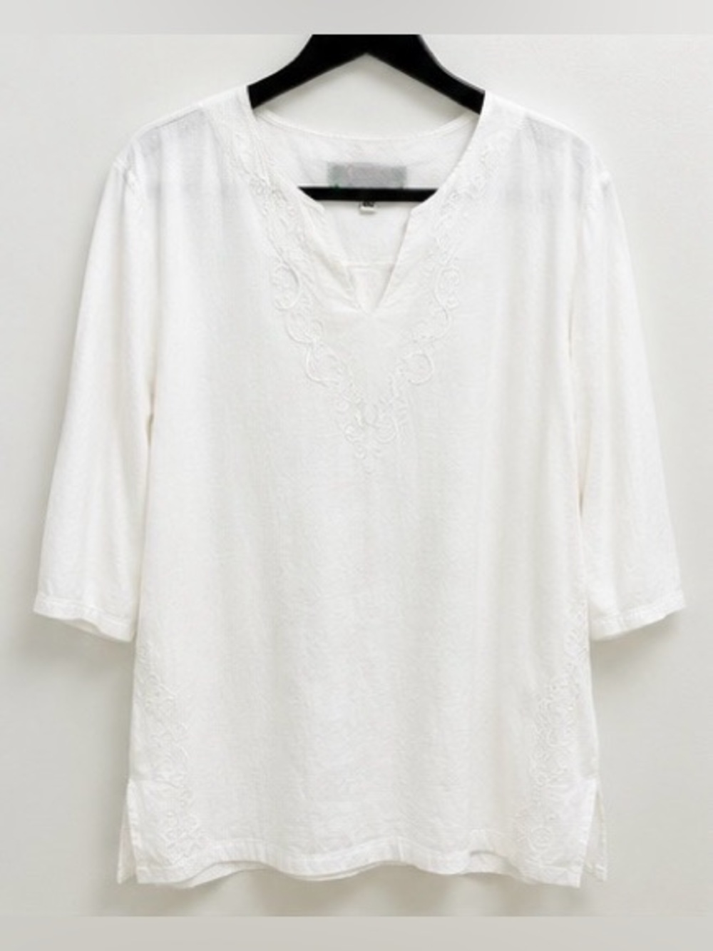 Chimlos Zanzibar White Embroidered Cotton Tunic Top XXL Resort Beach Boho